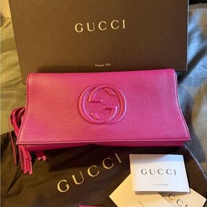 Gucci Fuchsia Leather Clutch